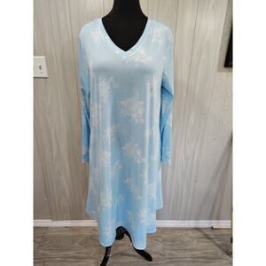 LuLaRoe Dress Women's 2XL Emily Swing Long Sleeve Blue New Cottage Floral Fairy